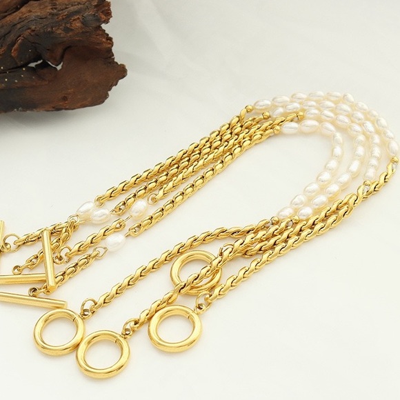 Gold Pearl Bracelet*Ocean Inspired*Vintage Inspired*Toggle Closure*Waterproof - Picture 6 of 7